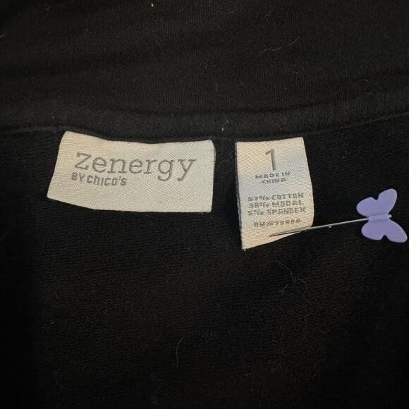 Zenergy Black  Silver Leaf  Light Jacket Size 1 Med/Large Cool Girl Spring Vibes - Picture 6 of 7